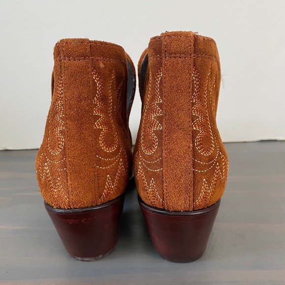 Ariat Women Dixon Western Suede Leather Ankle Boots Size 8.5B Cognac Cowgirl NEW - Picture 3 of 9